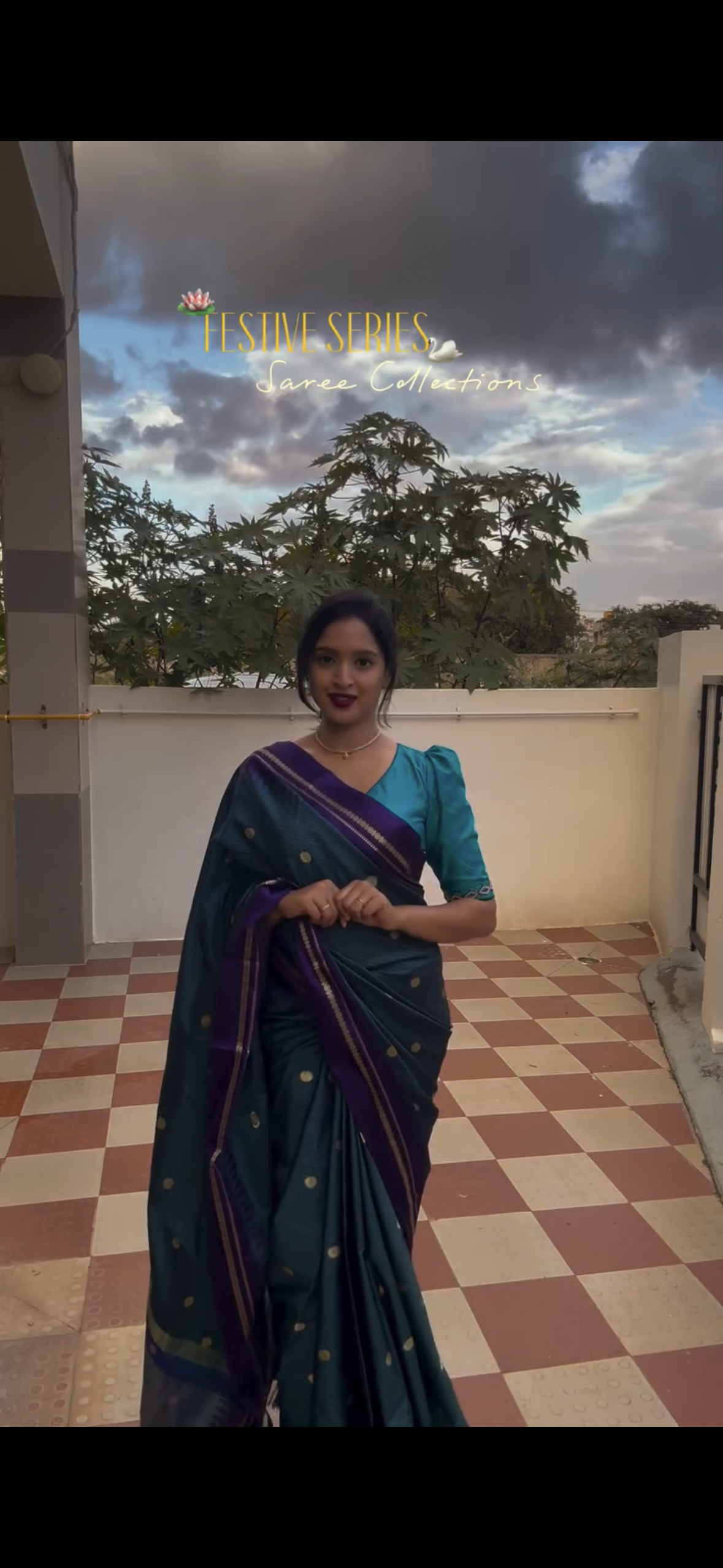 Peacock green semi silk saree