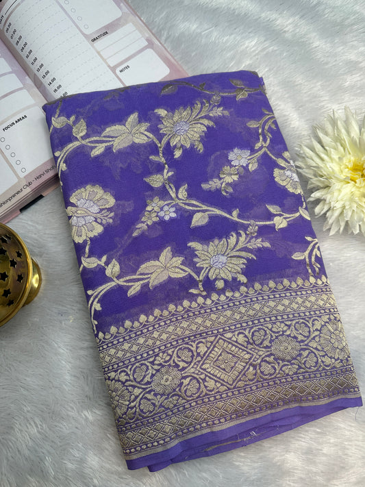 Lavender pure Georgette saree