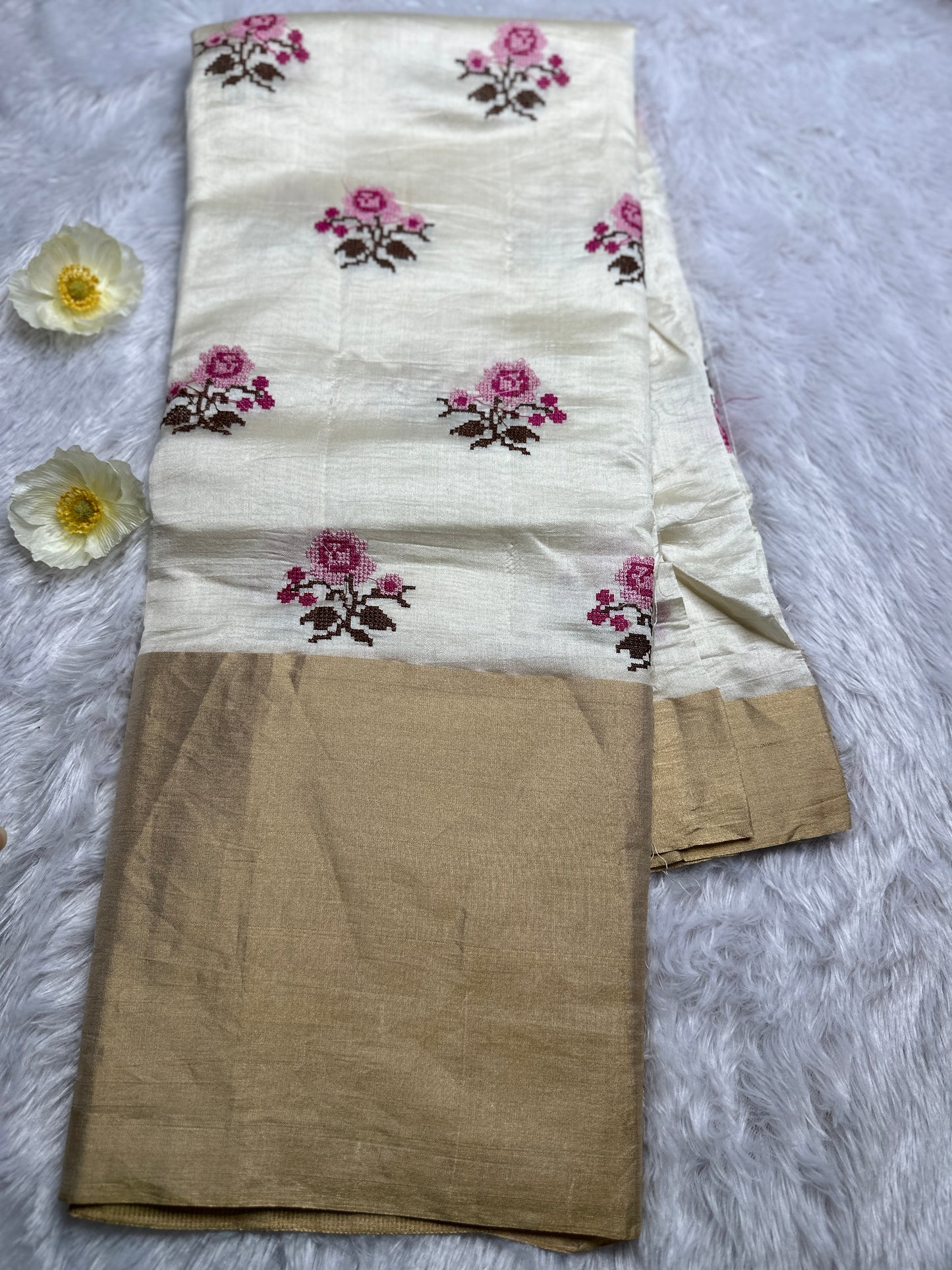 Off white chiniya silk saree