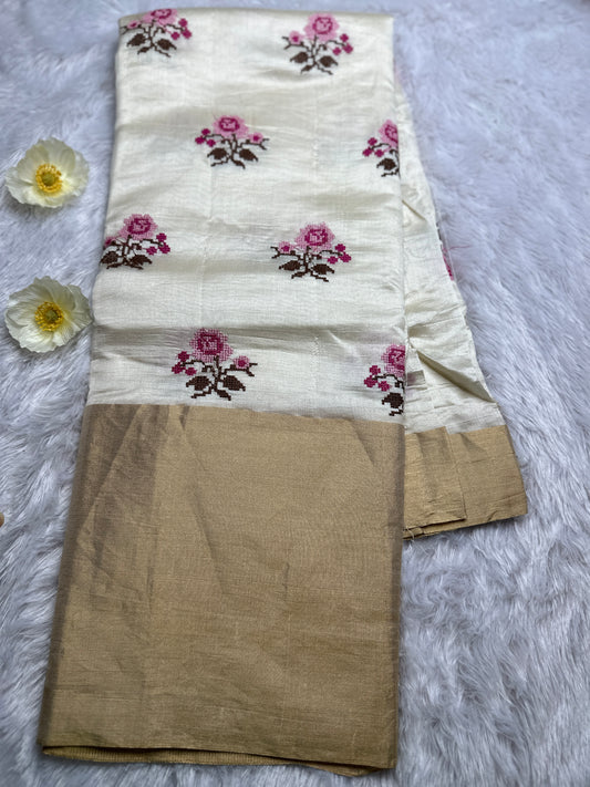 Off white chiniya silk saree