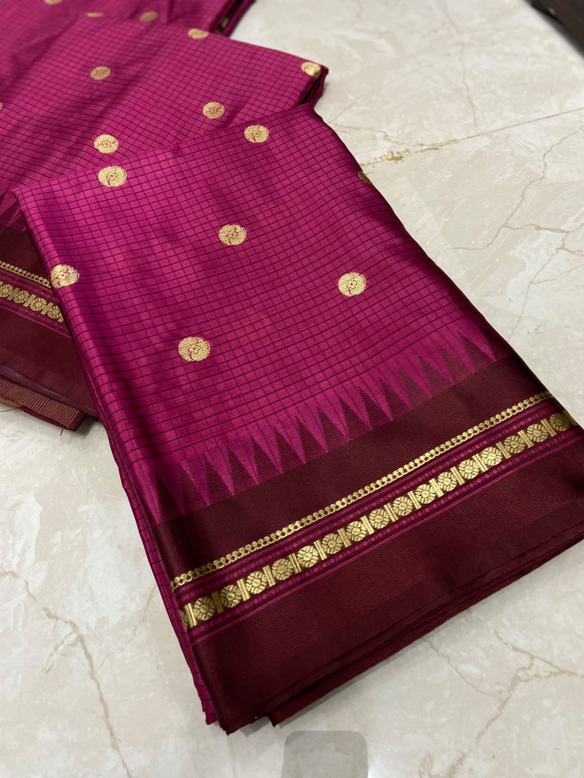 Magenta pink semi silk saree