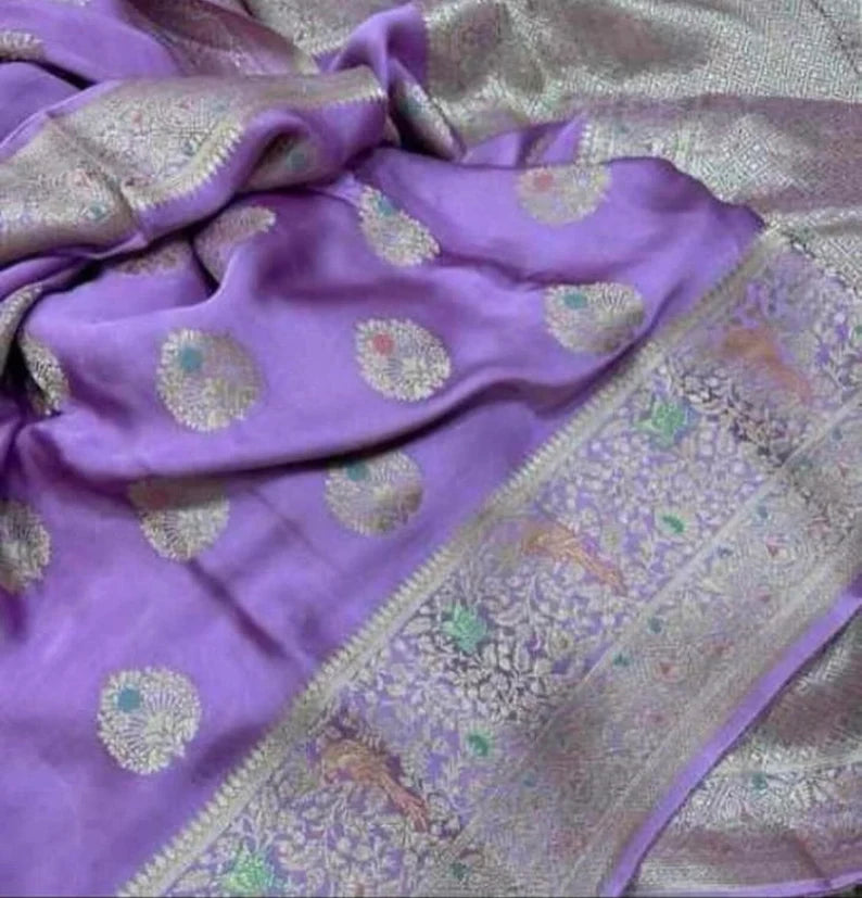 Lavender mashru satin silk saree