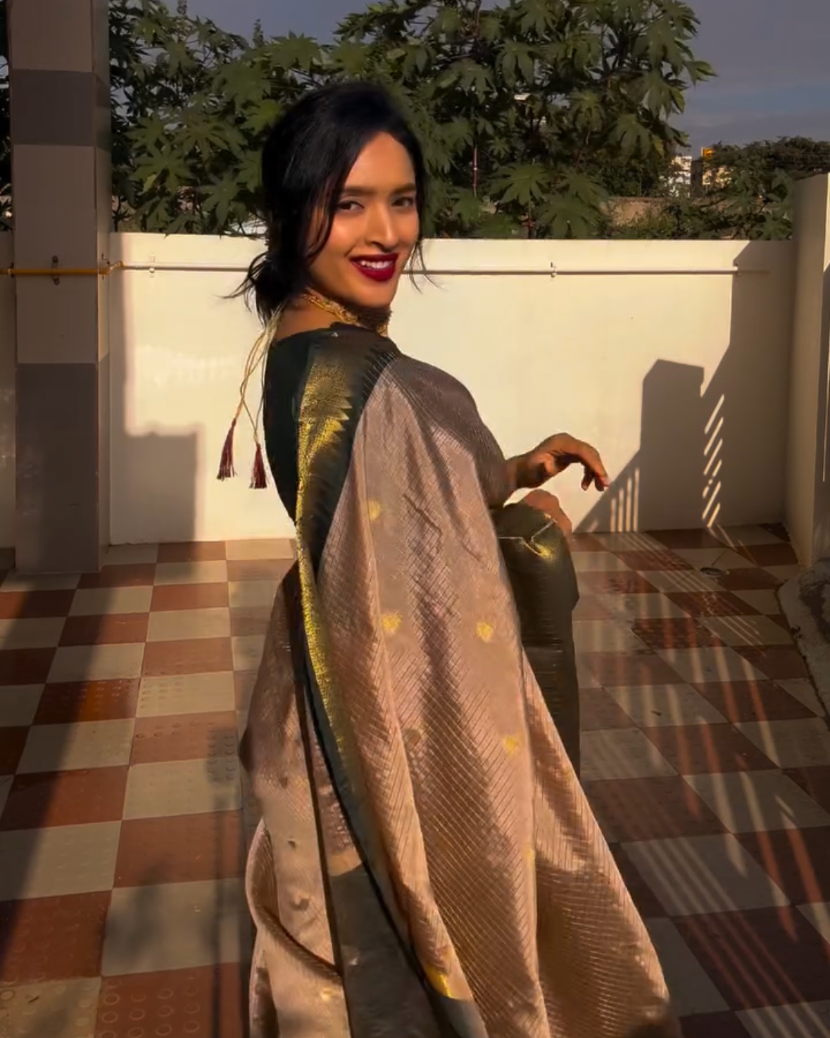 Green semi silk saree