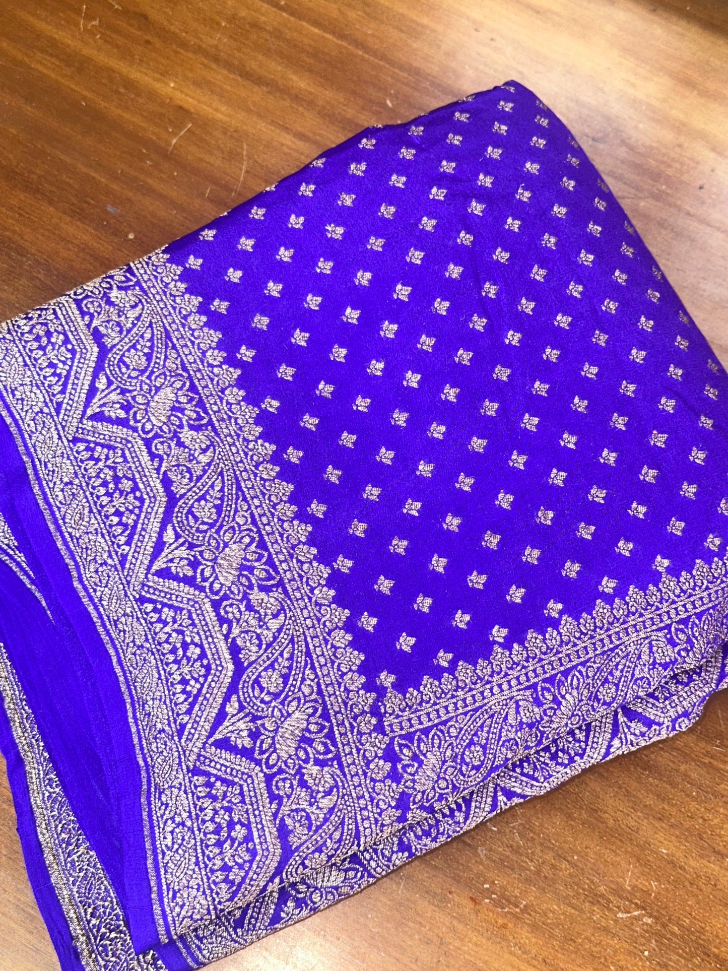 Purple pure crepe silk saree