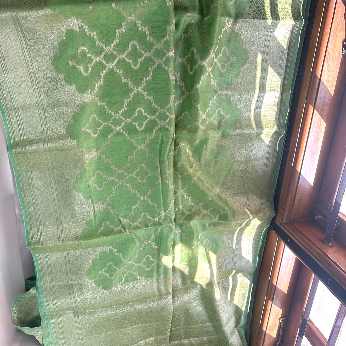 Green Chanderi cotton silk