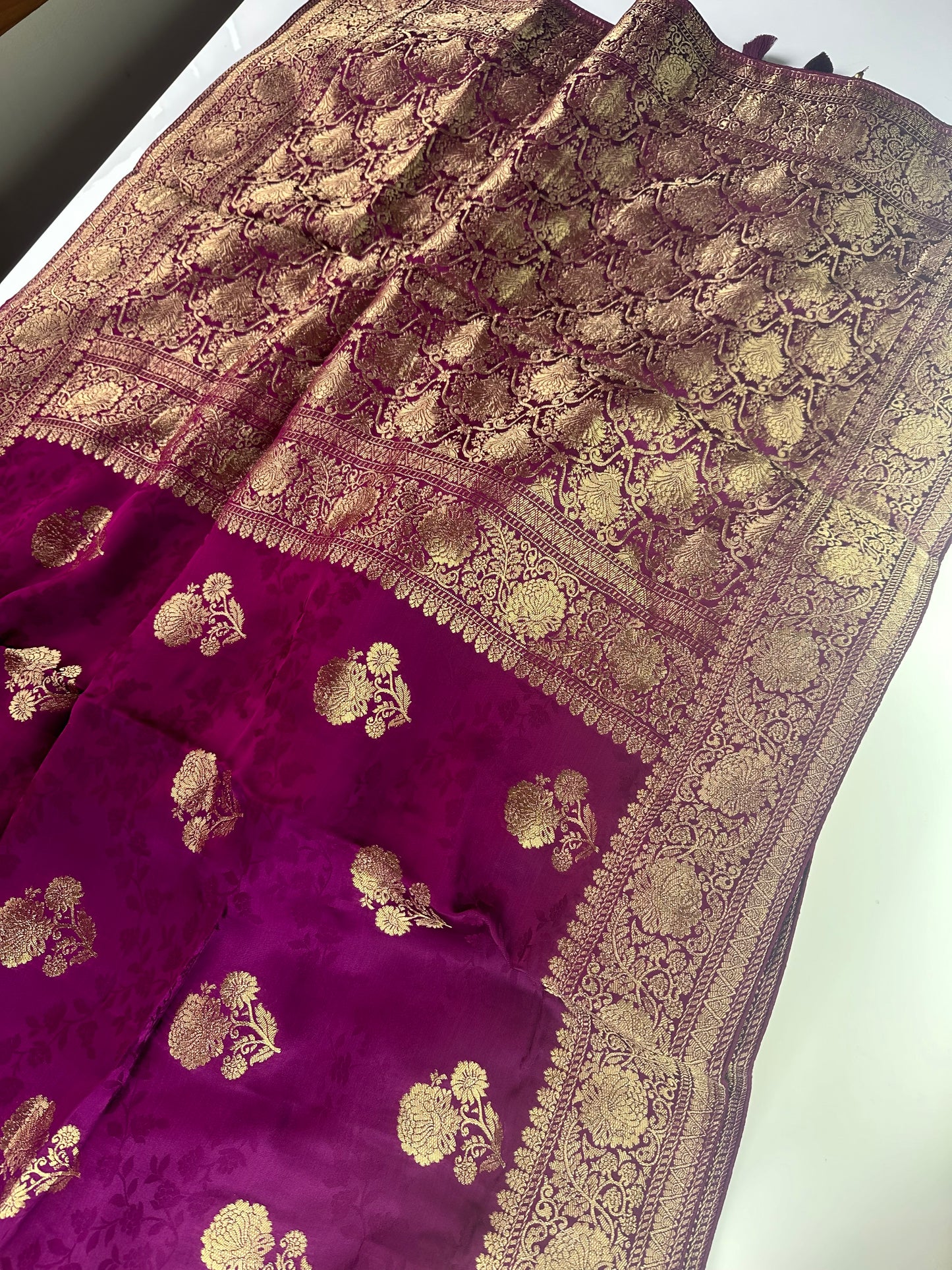 Purple mashru satin saree