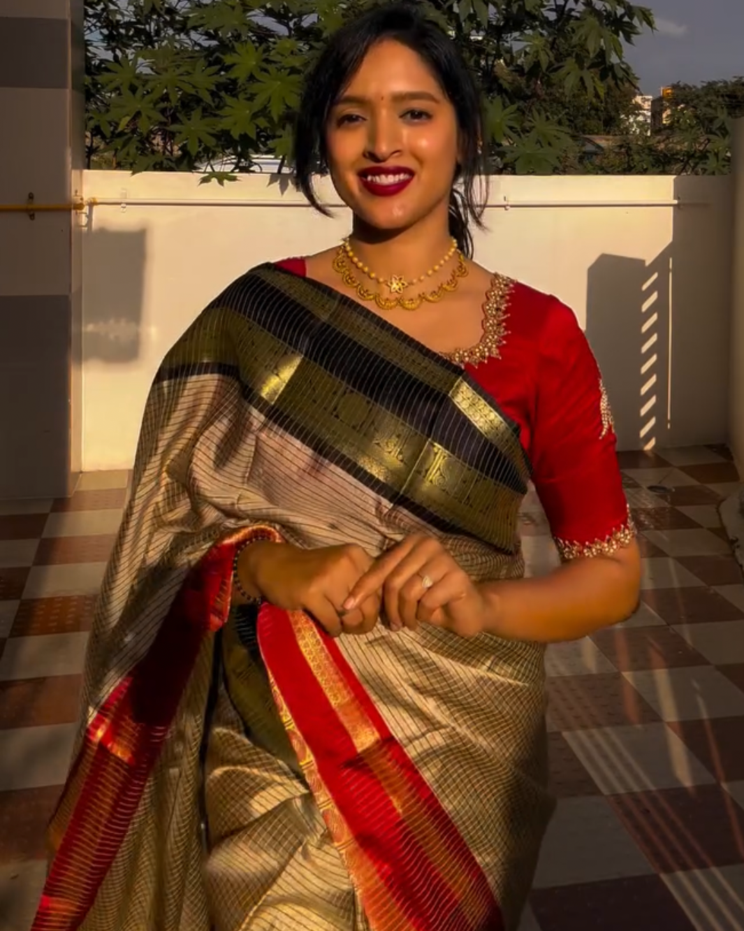 Grey with contrast border semi silk saree