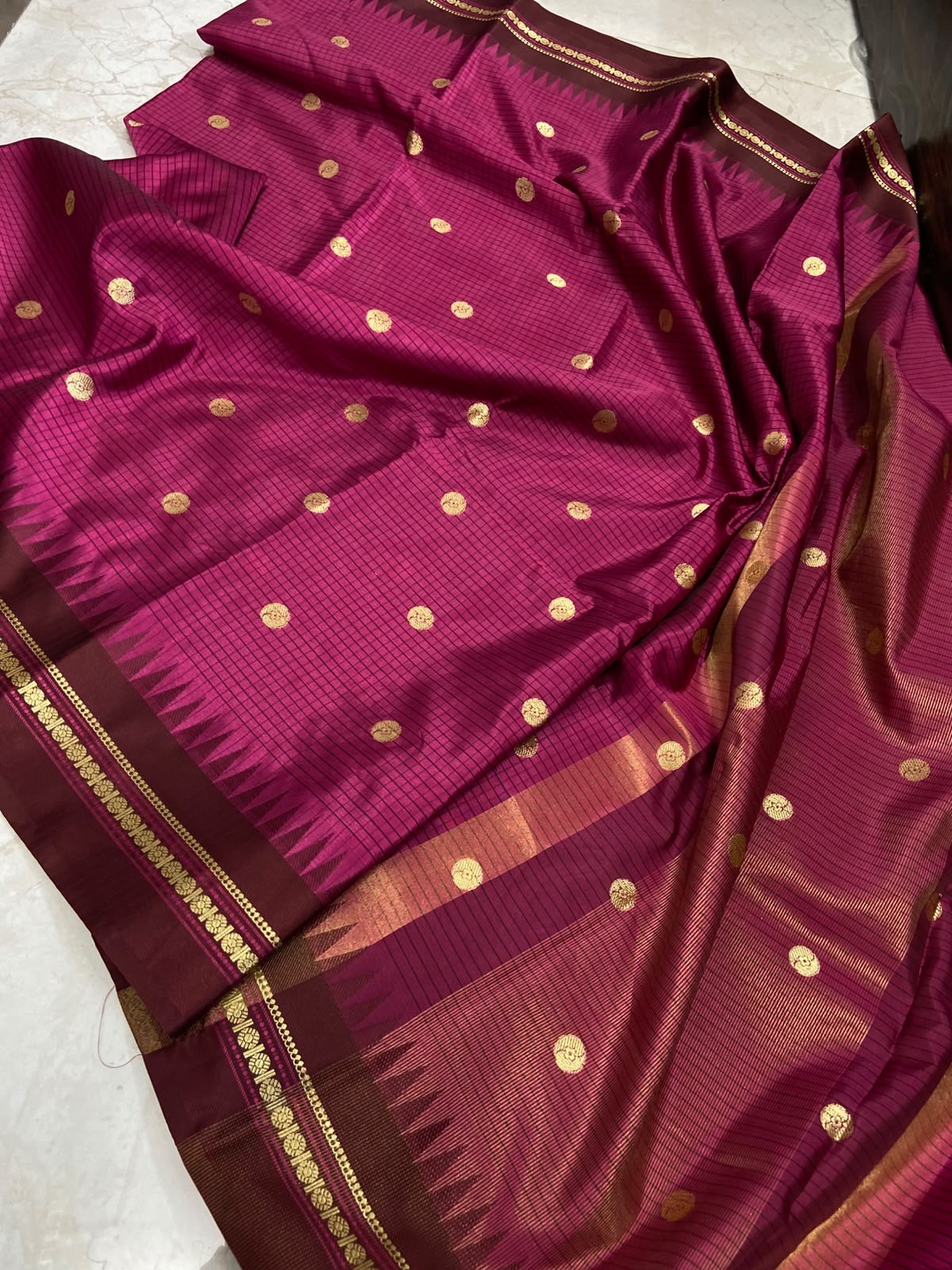 Magenta pink semi silk saree