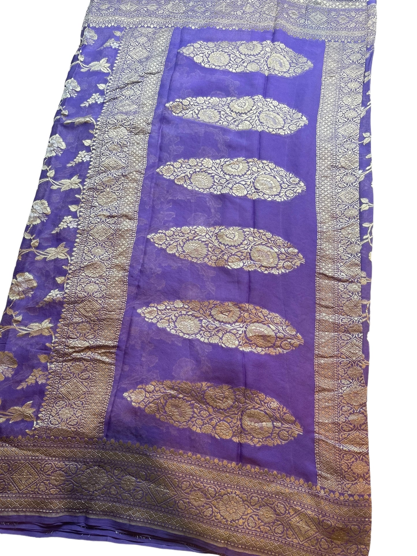 Lavender pure Georgette saree