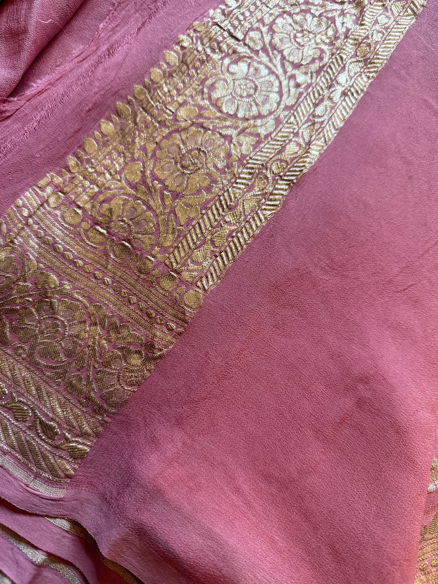 Pink pure Georgette saree