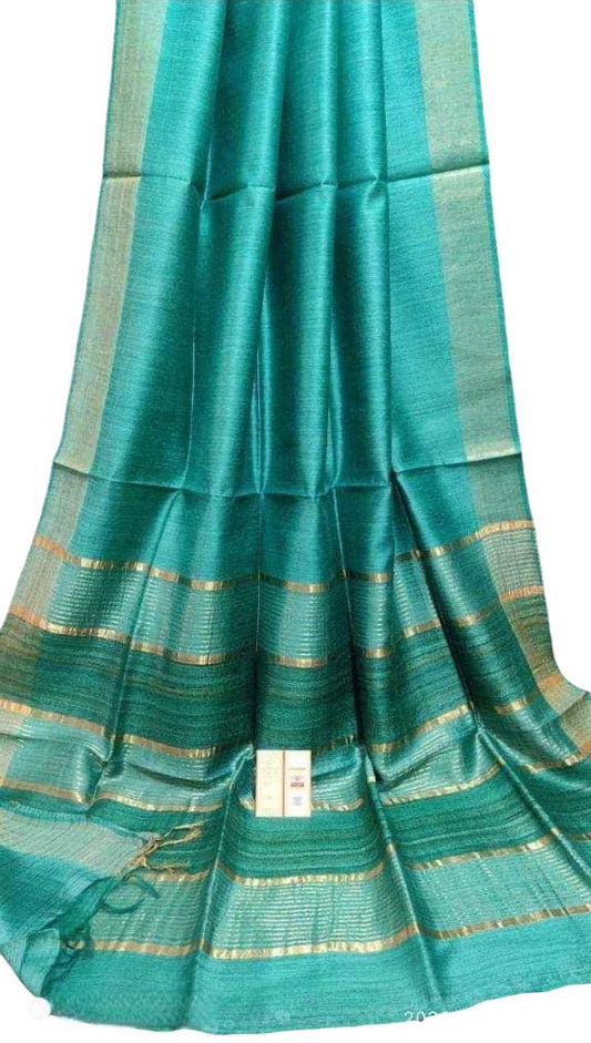 Turquoise Semi tussar saree