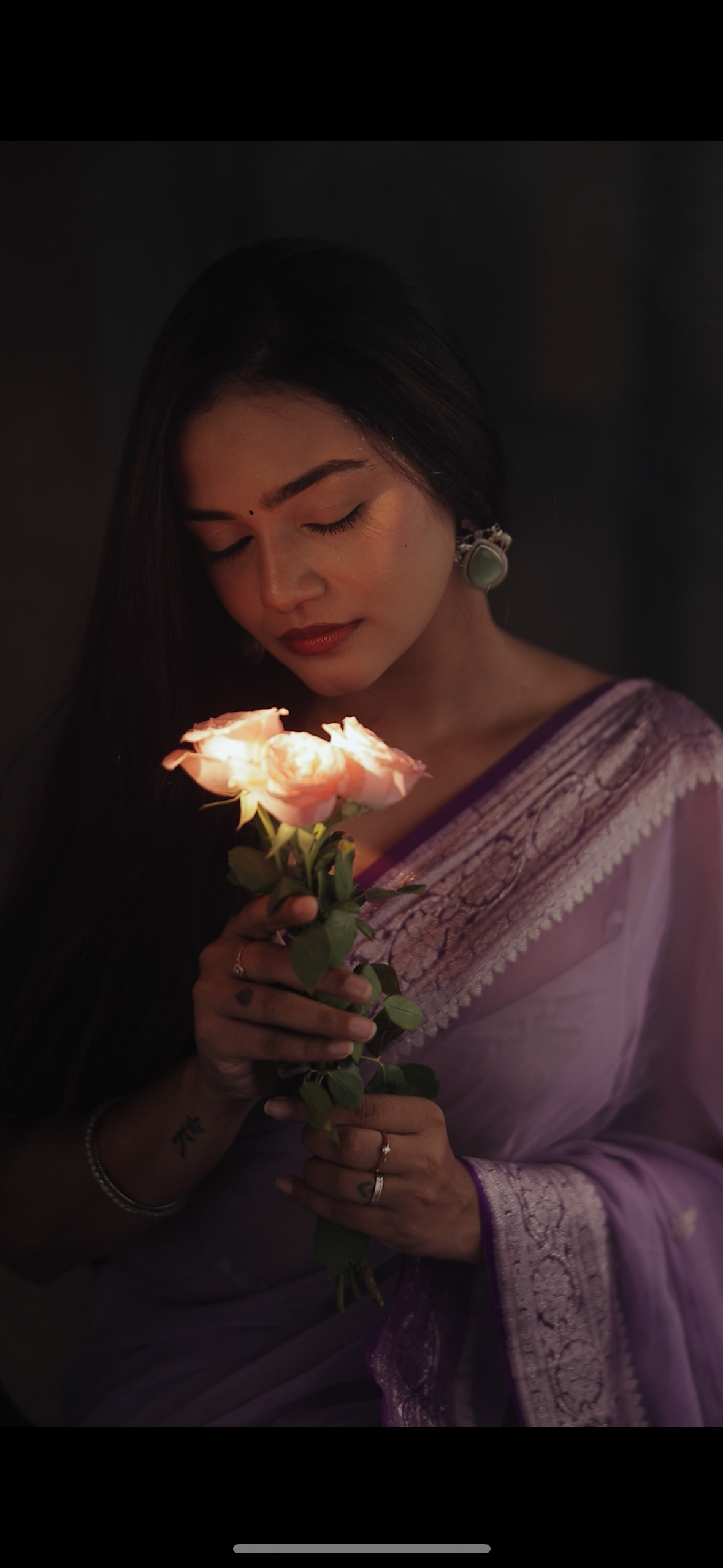 Lavender - purple pure khaddi chiffon saree