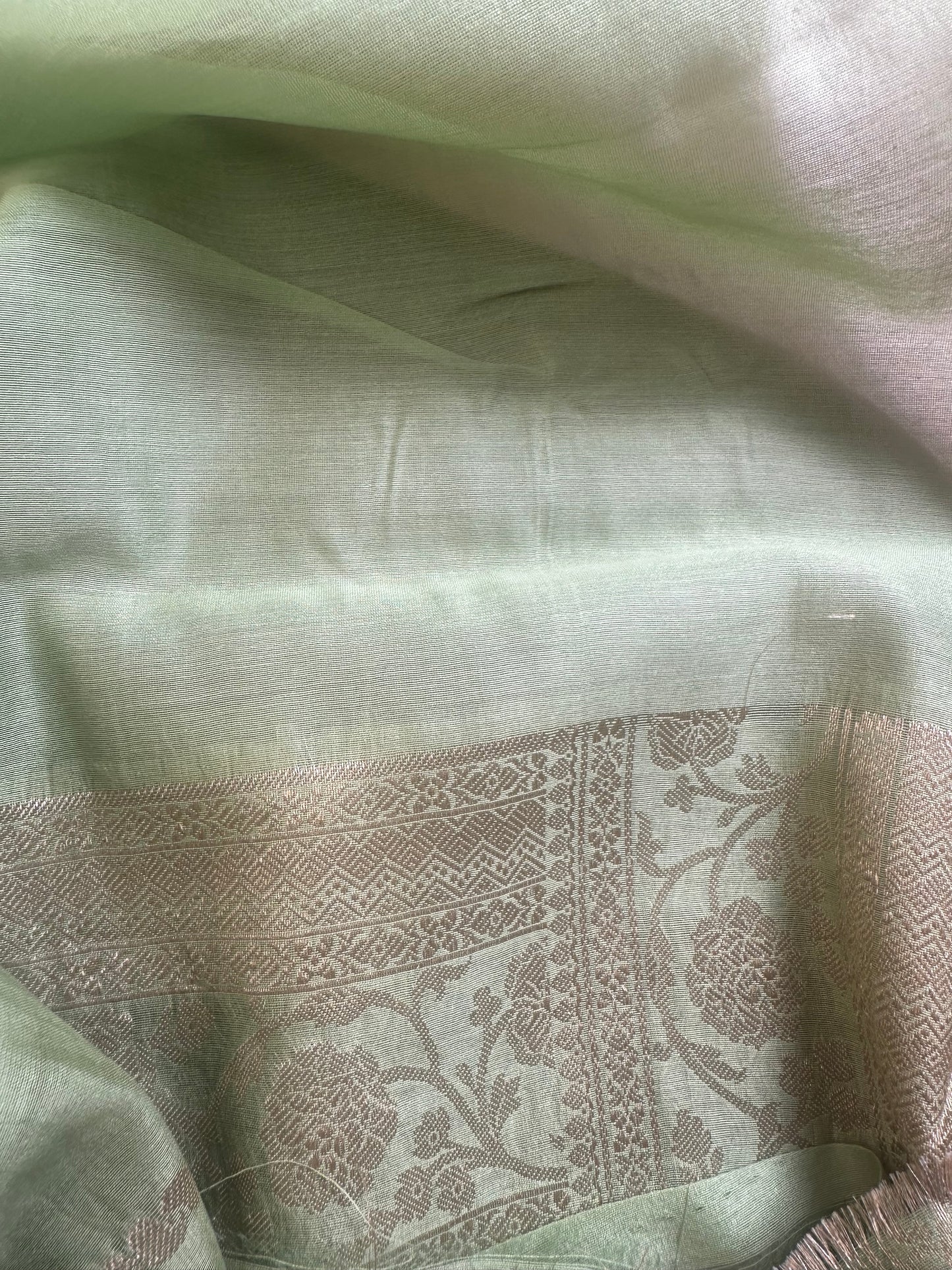 Green Chanderi cotton silk