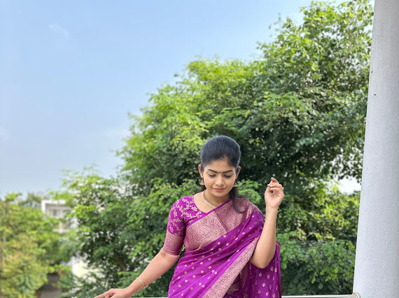 French violet netra crepe saree