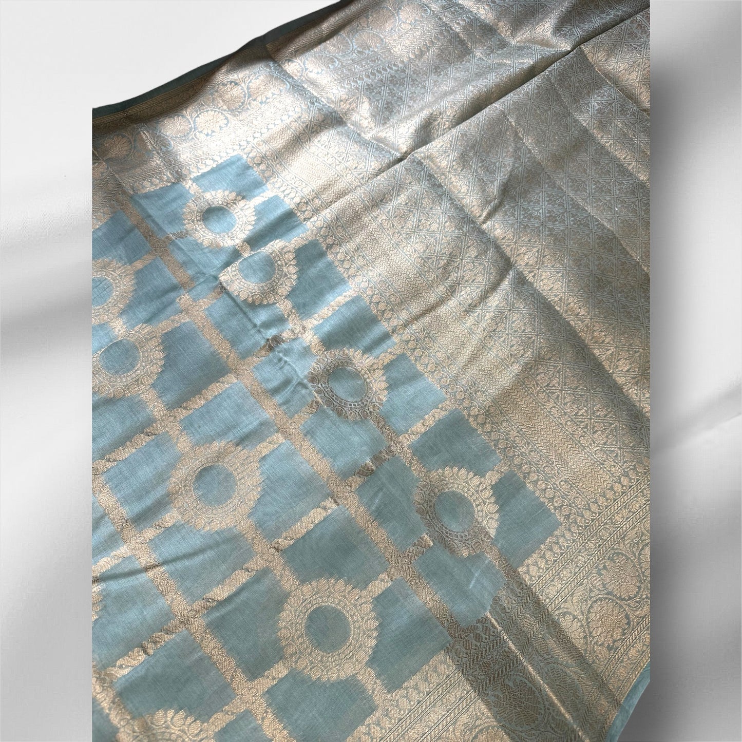 Powder blue Chanderi cotton silk