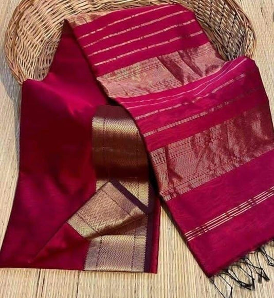 Rani pink handloom silk saree