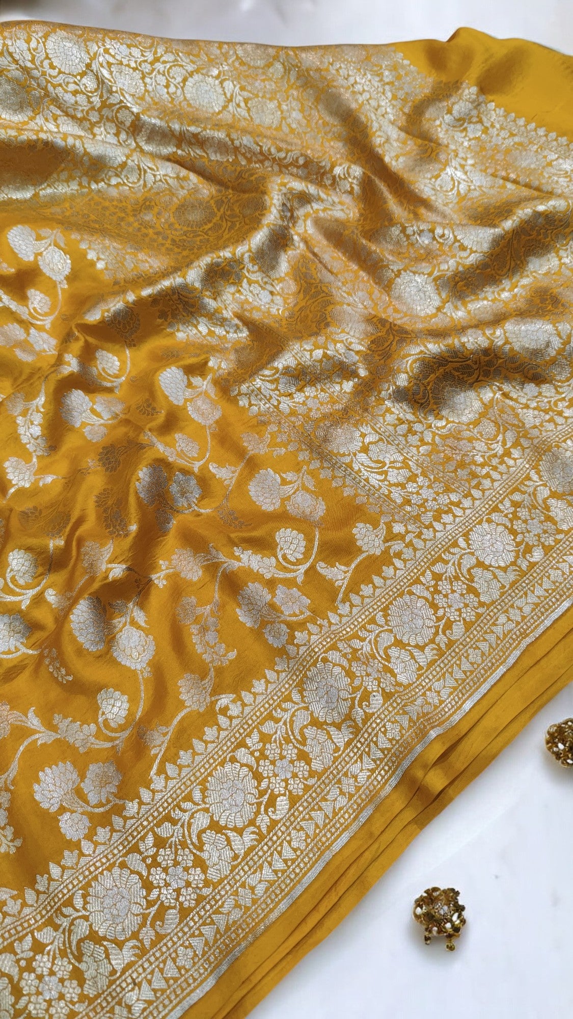 MUSTARD YELLOW KATAN BY KATAN PURE SILK SAREE