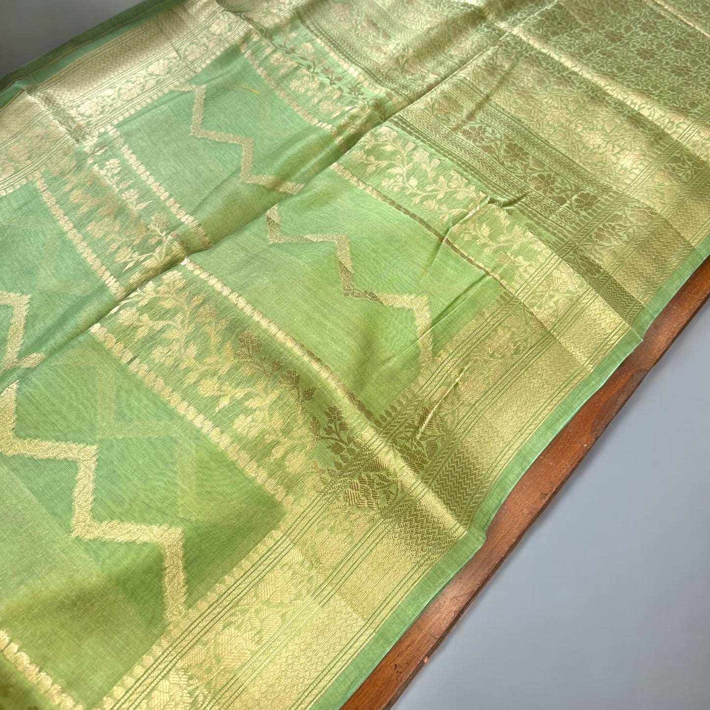 Green Chanderi cotton silk