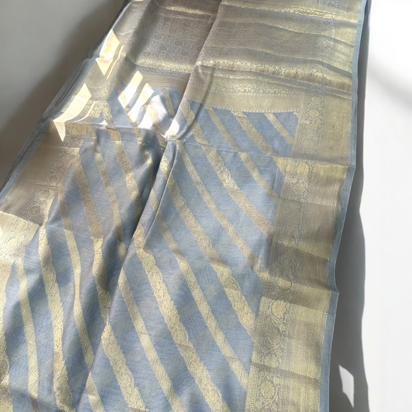 Powder blue Chanderi cotton silk