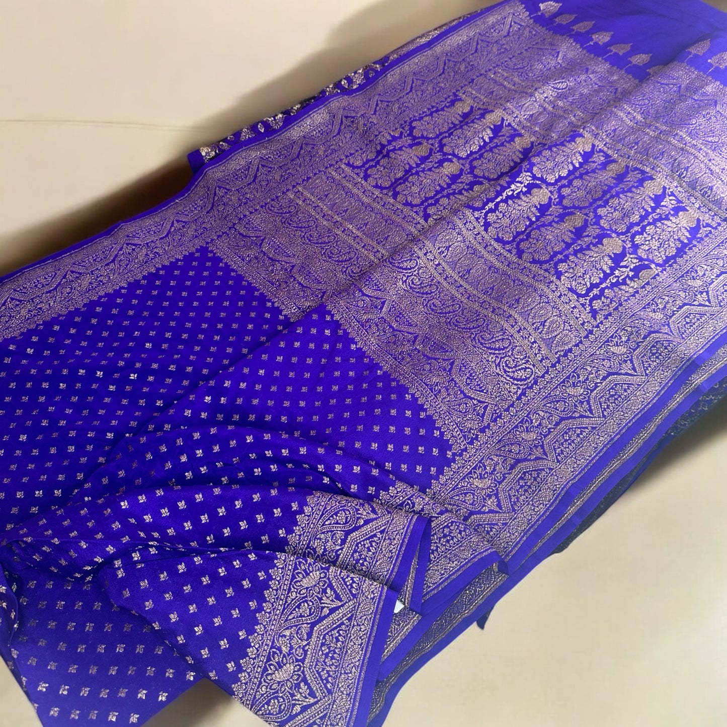 Purple pure crepe silk saree