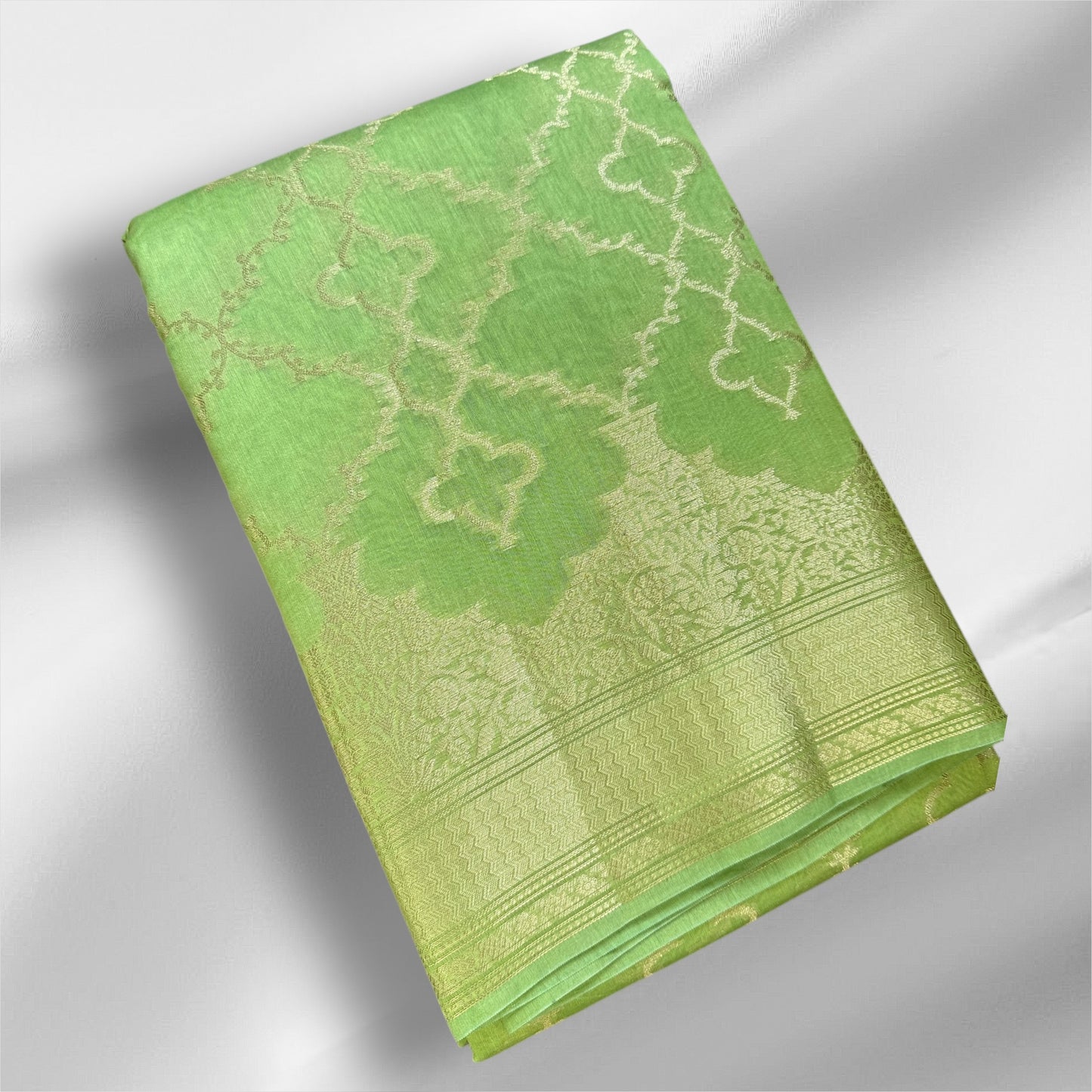 Green Chanderi cotton silk