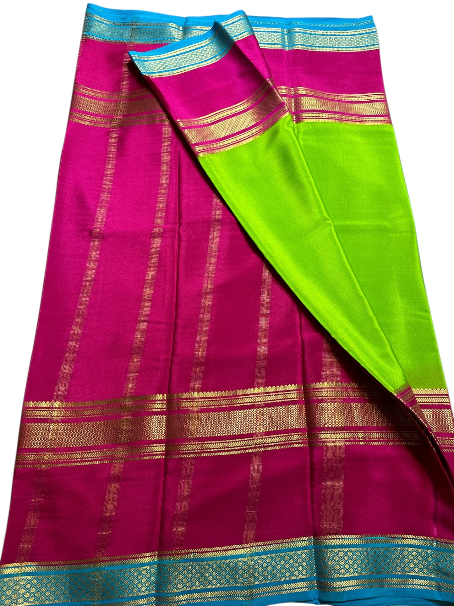 PARROT GREEN PURE CREPE 3D BIG BENTEX SAREE