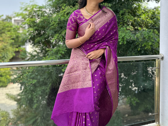 French violet netra crepe saree