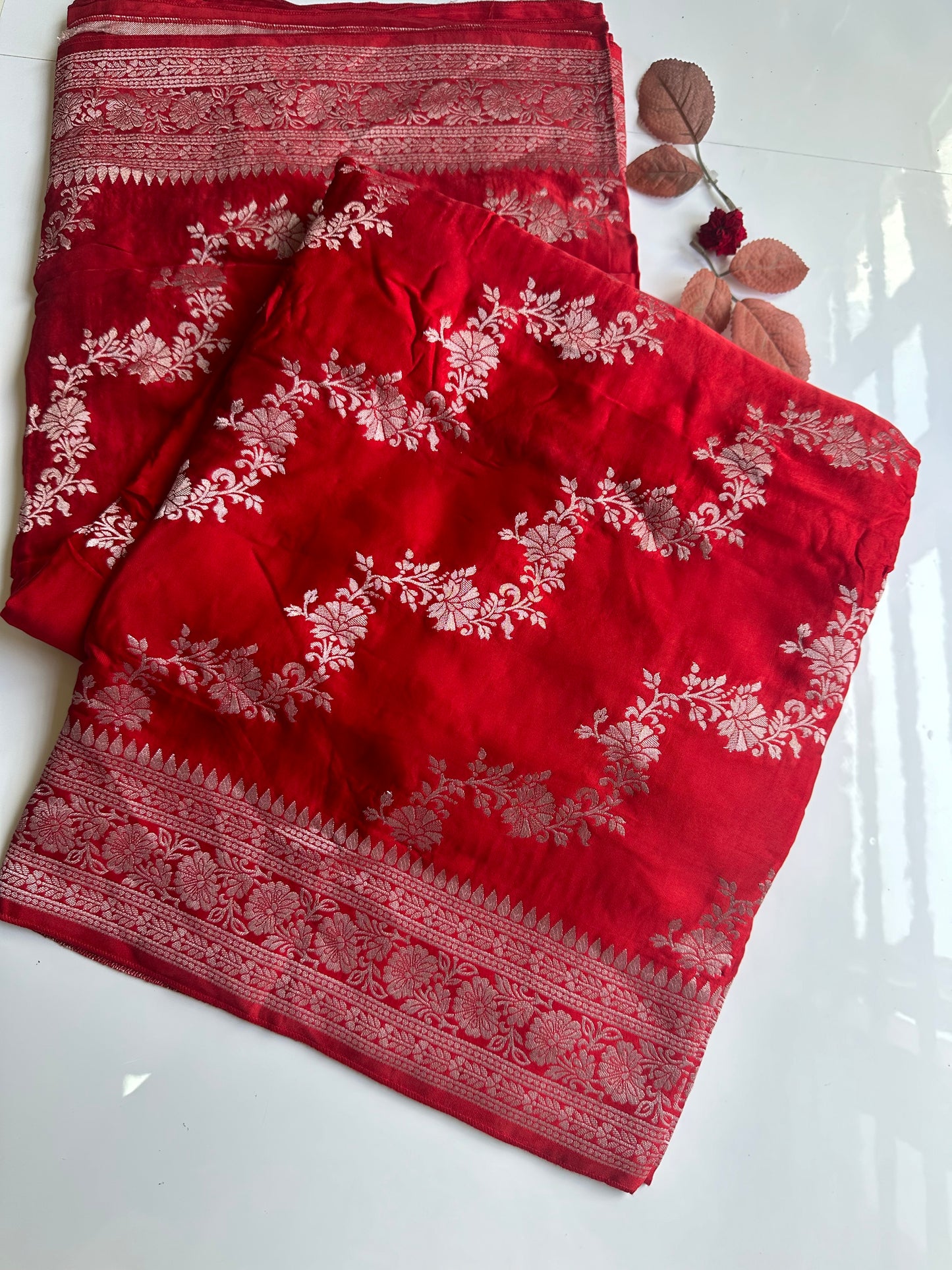 Red mashru satin silk saree