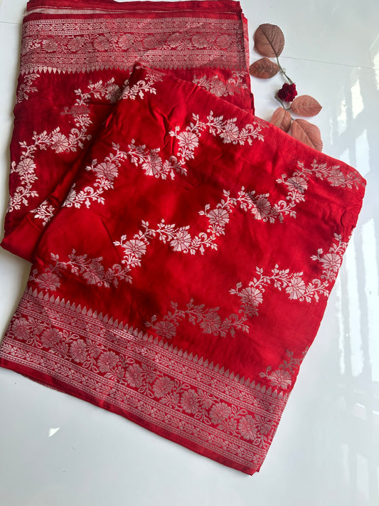 Red mashru satin silk saree