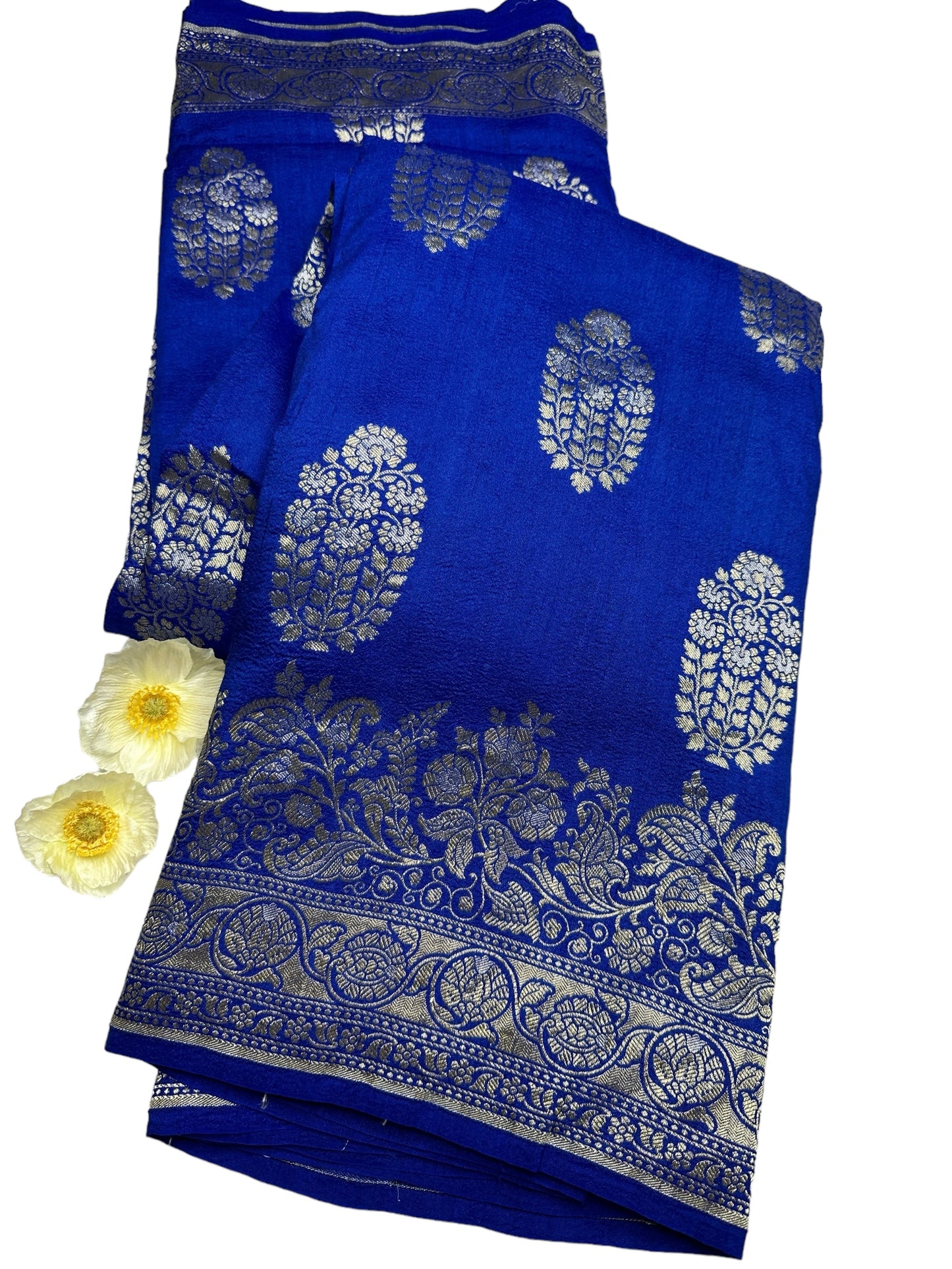 Blue pure tussar silk saree