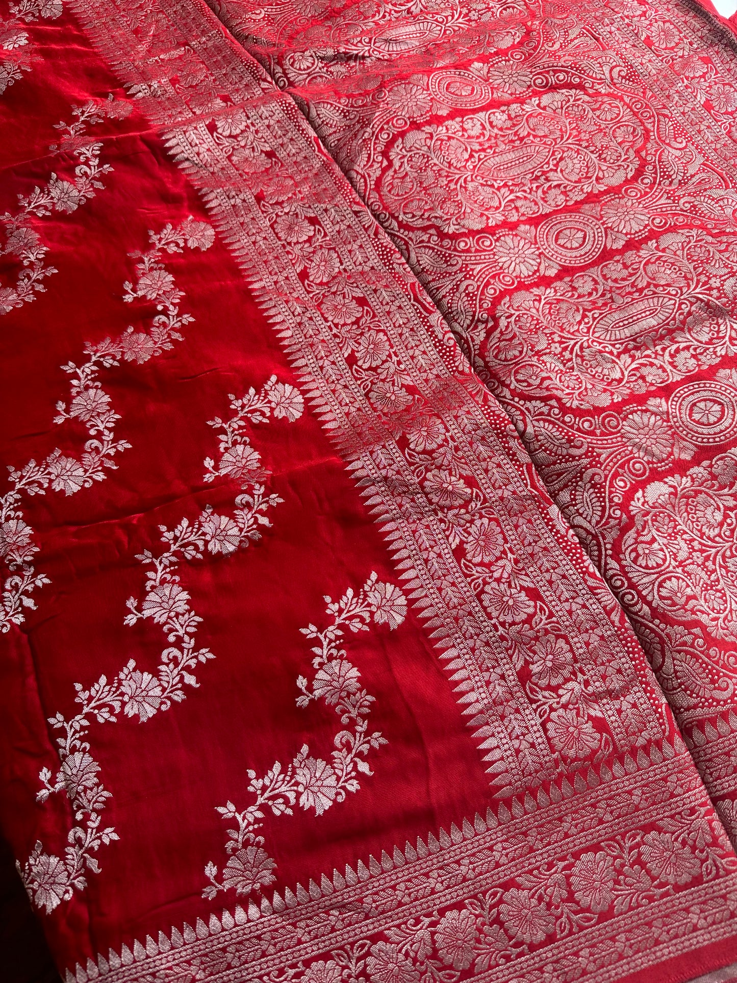 Red mashru satin silk saree