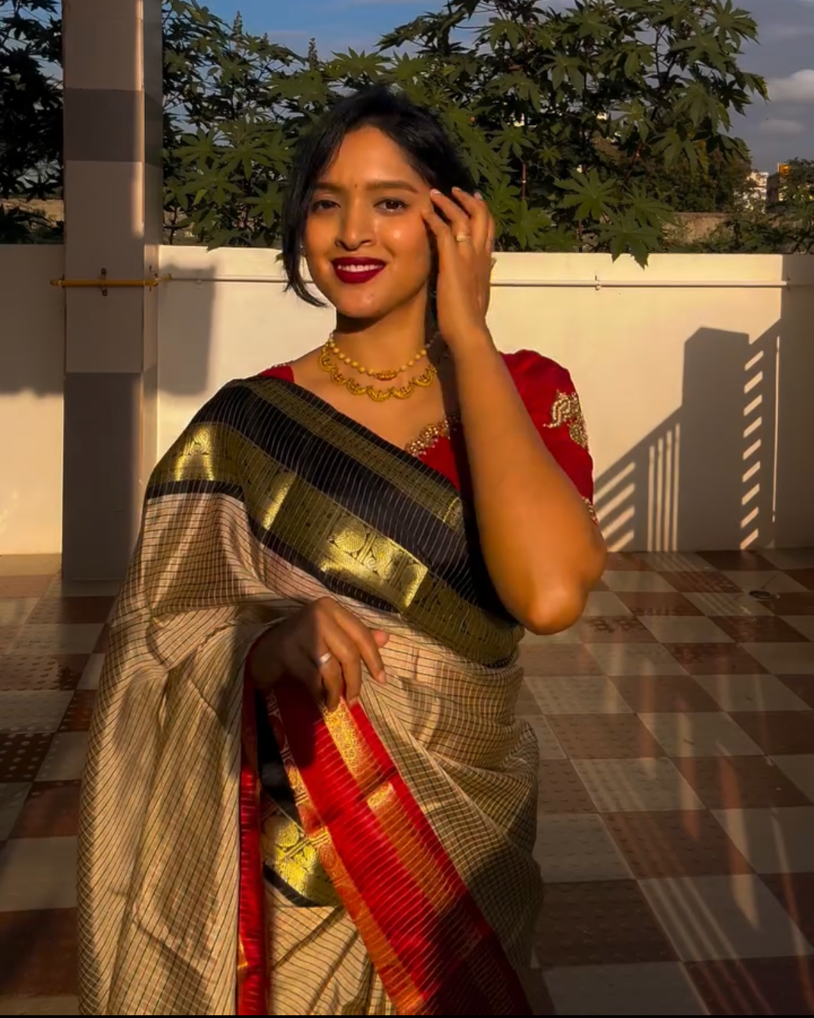 Grey with contrast border semi silk saree