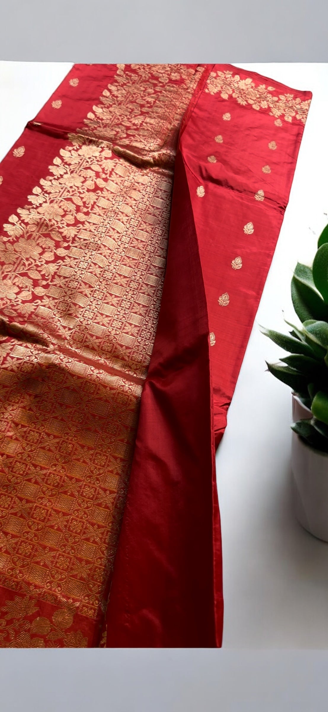 Red katan silk saree