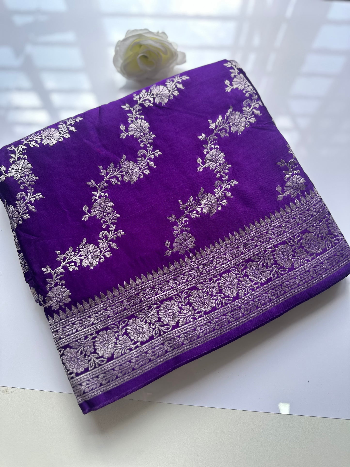 Purple mashru satin silk saree