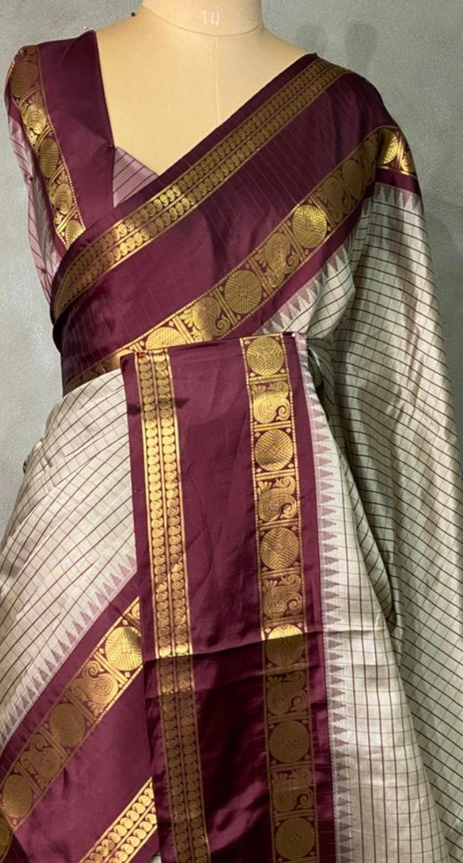 Mocha semi silk saree