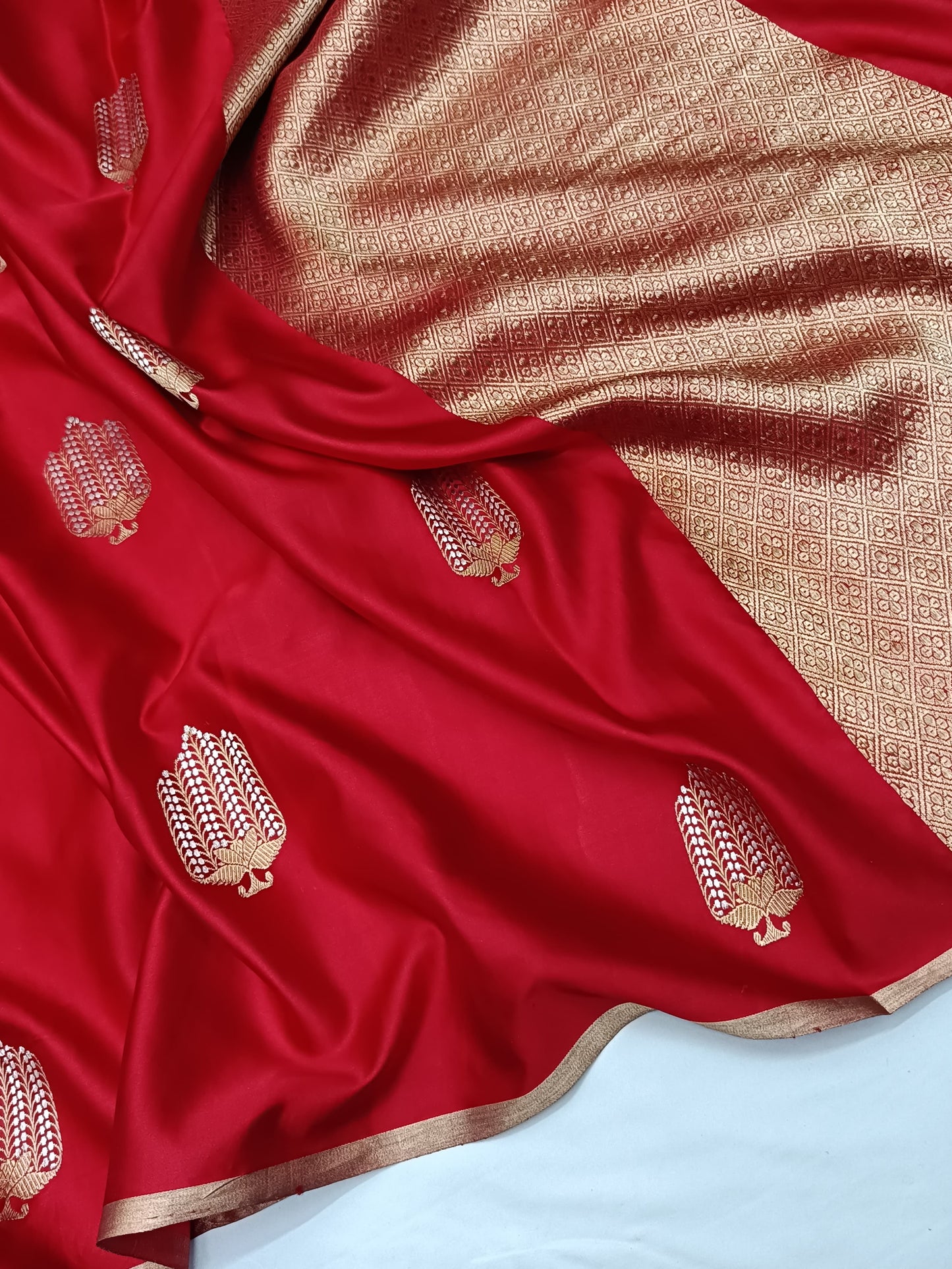 Red mashru silk saree- pre order