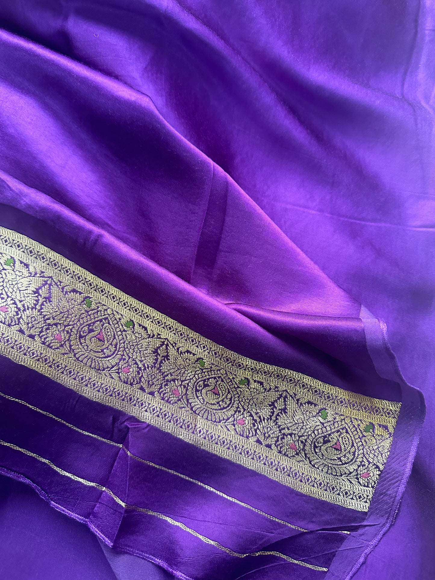 Purple mashru satin silk saree