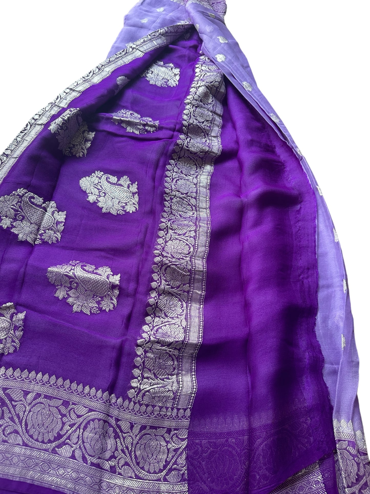 Lavender - purple pure khaddi chiffon saree