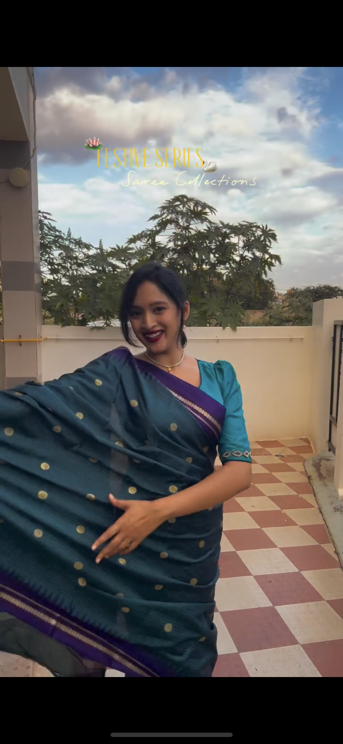 Peacock green semi silk saree