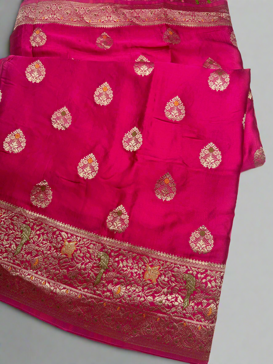 Rani Pink mashru satin silk saree