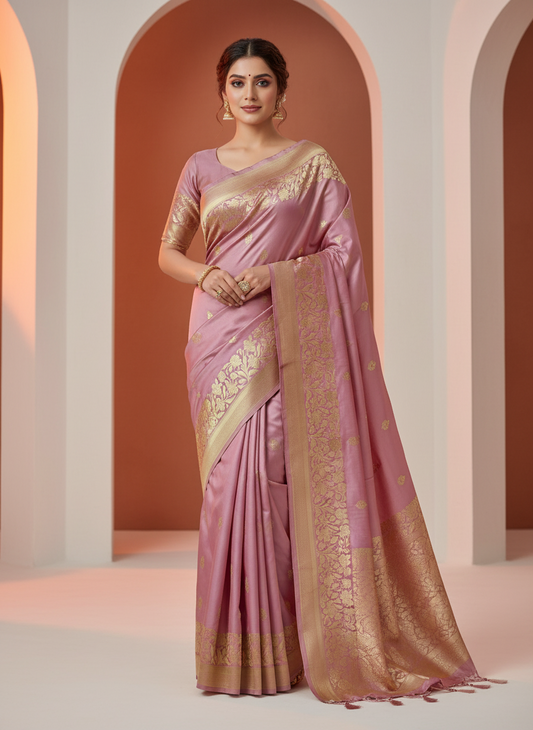 Pink Pure mashru silk saree