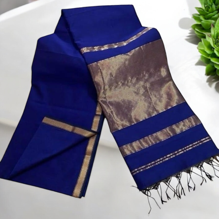 Royal Blue handloom silk saree