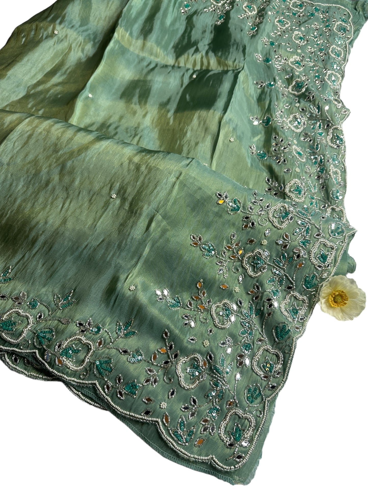 Green dual tone tissue organza