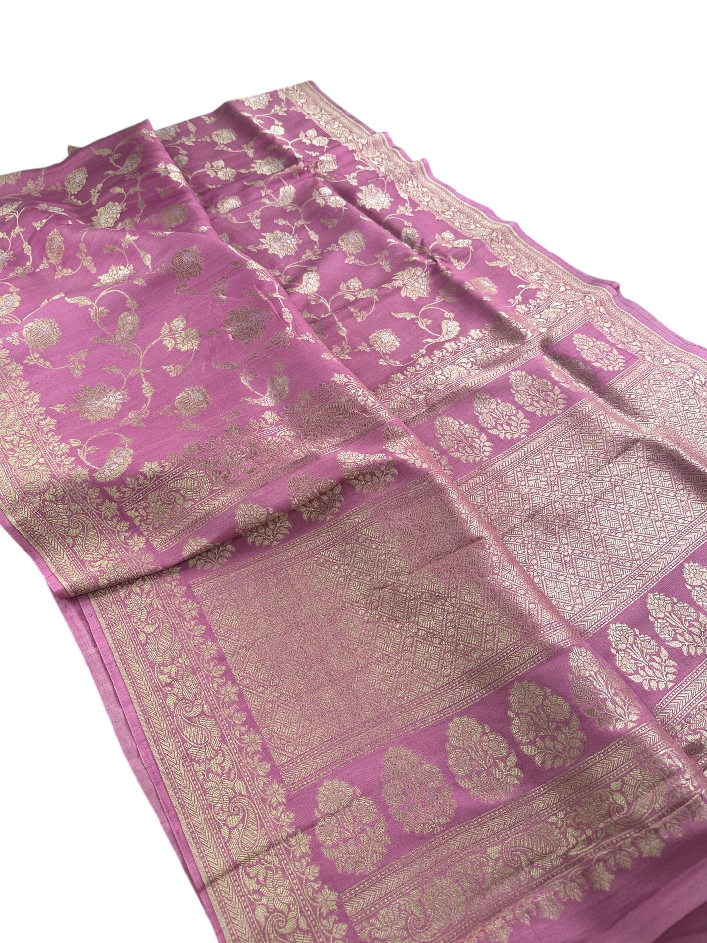 Pink pure tussar silk saree