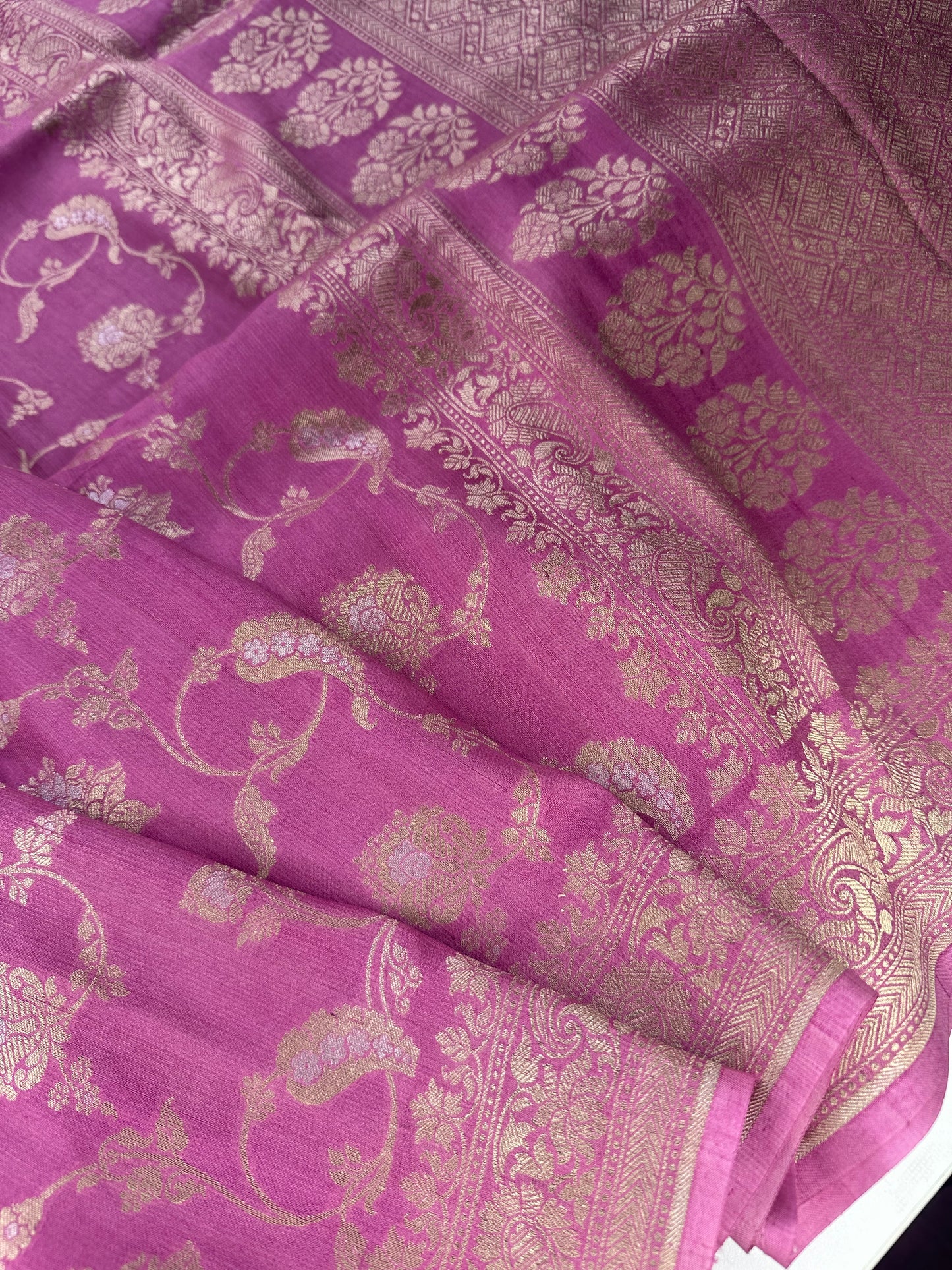 Pink pure tussar silk saree