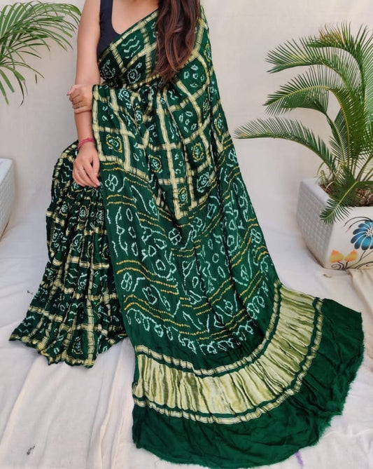 GREEN PURE GAJJI GHARCHOLA SAREE