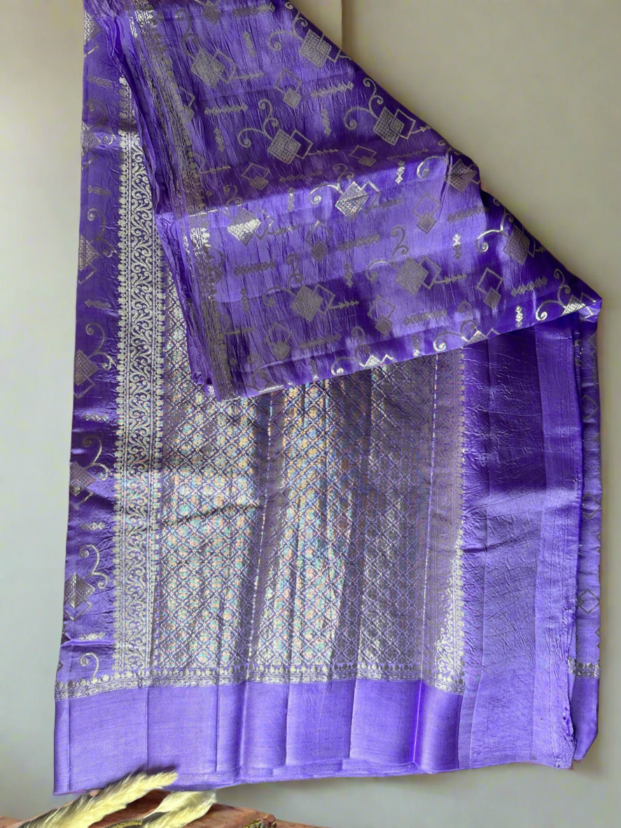 Lavender Raw mango pure silk saree