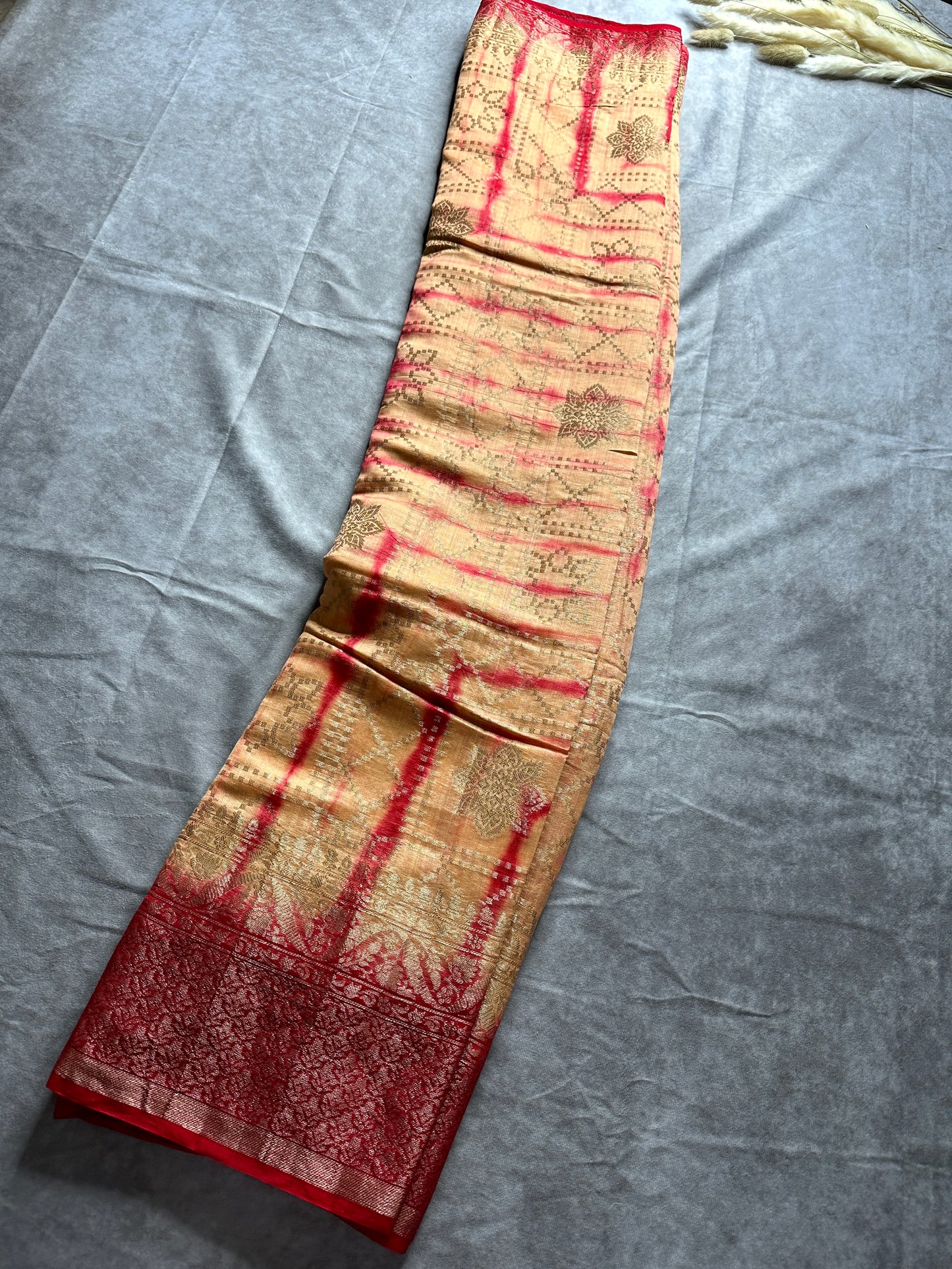 Tie dye pure chiniya silk saree