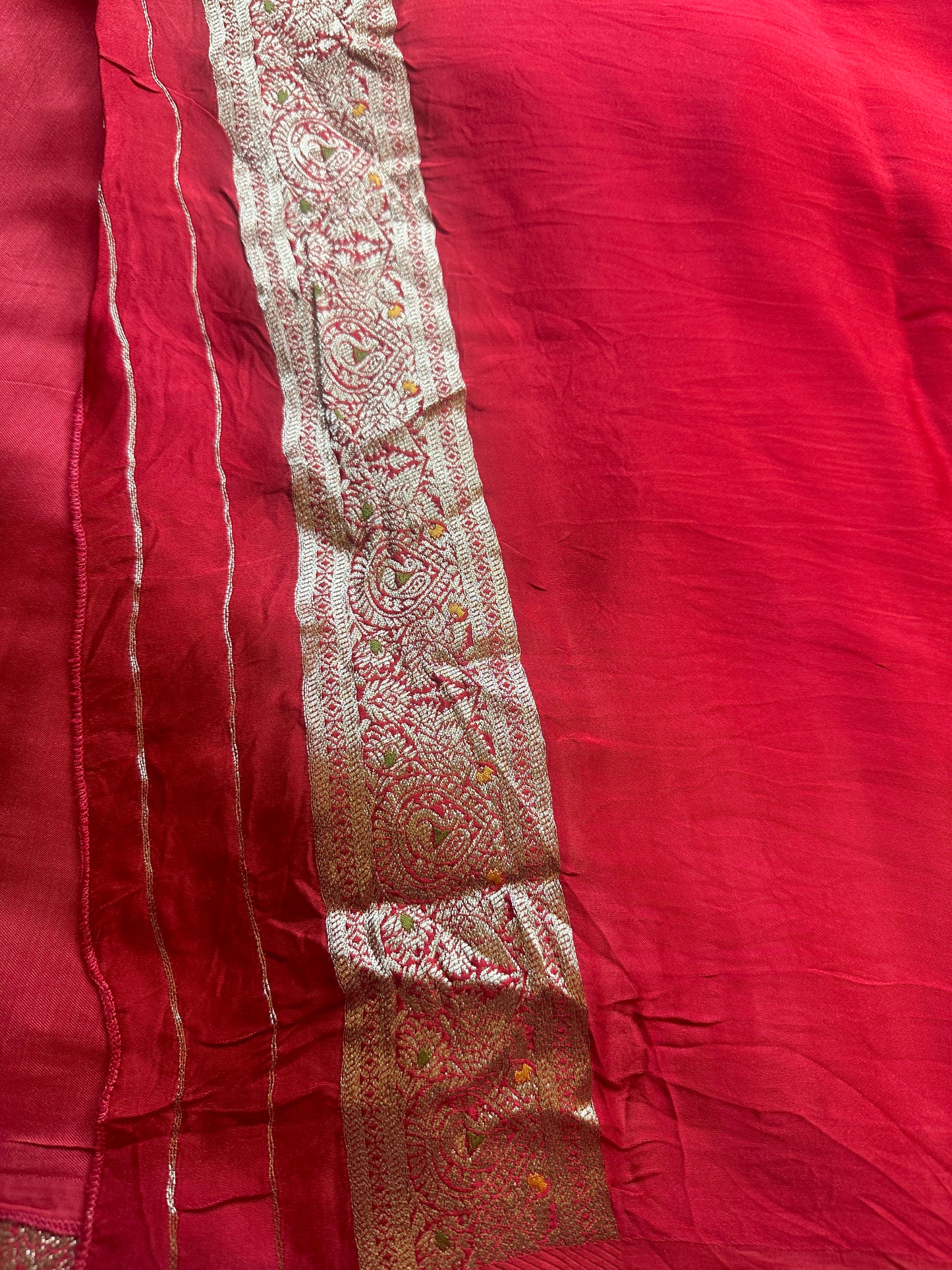 Red mashru satin silk saree