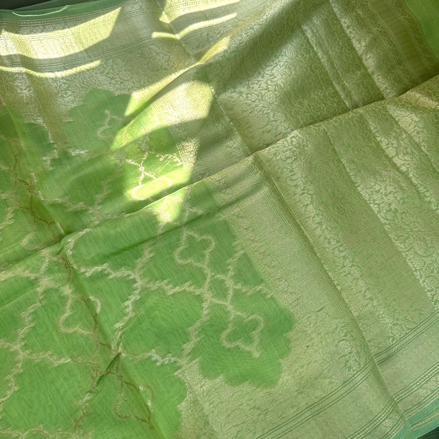 Green Chanderi cotton silk